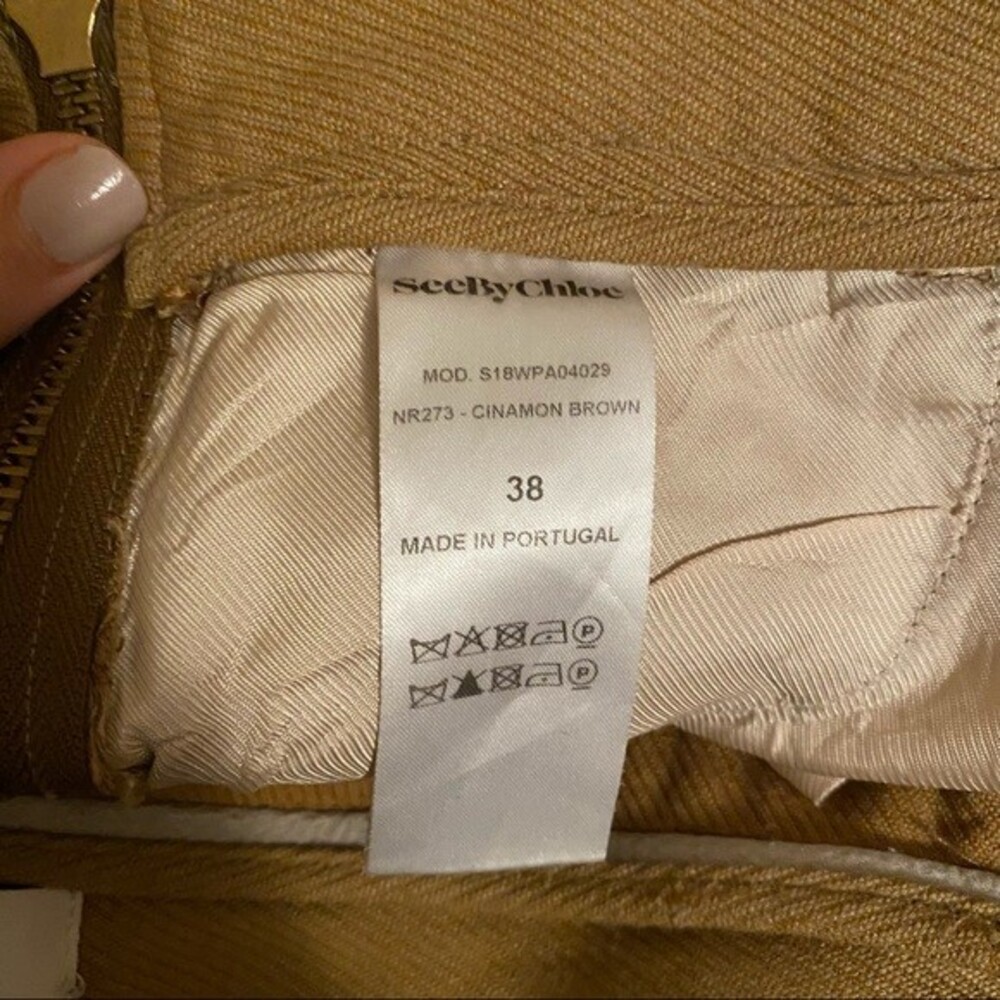 See by Chloe Pants Cinnamon Brown Wide Leg Cropped Culotte Minimalist Chic 38 - Picture 11 of 12